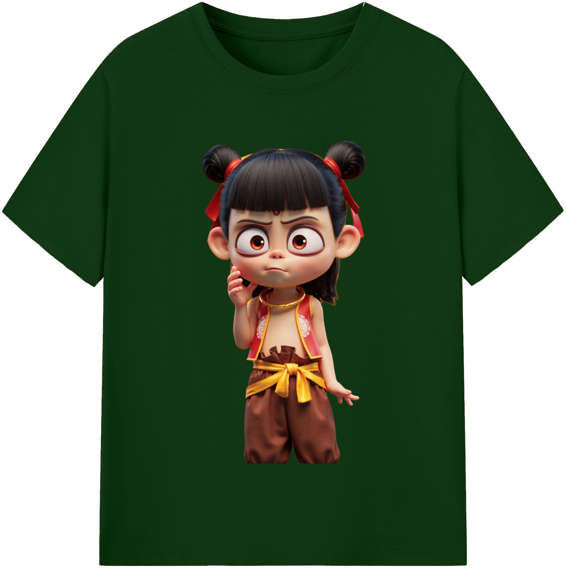 （画像用） Ne Zha 2 ナタ 魔童の大暴れ 綿100％半袖Tシャツ（フロントプリント）